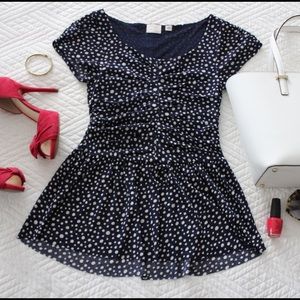 ✨SOLD✨Anthropologie Navy/White Peplum Top